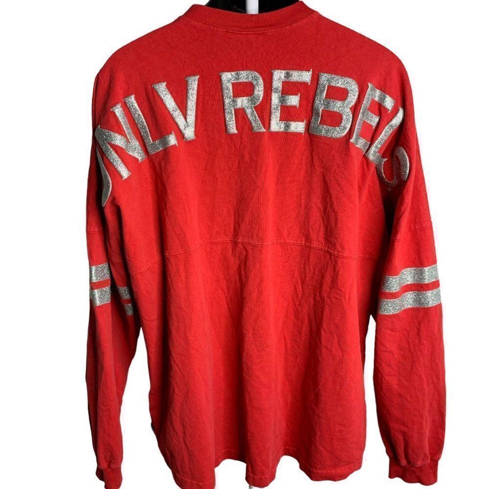 UNLV Las Vegas Rebels Spirit Jersey XL Red Crewneck Long Sleeve Silver Puff